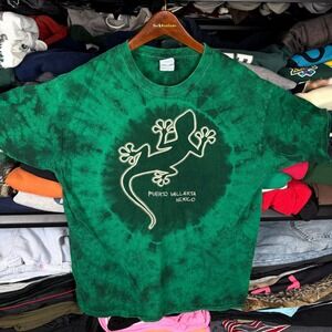 Yazbek Puerto Vallarta Mexico Gecko Tie Dye T-Shirt Mens Large Green Souvenir